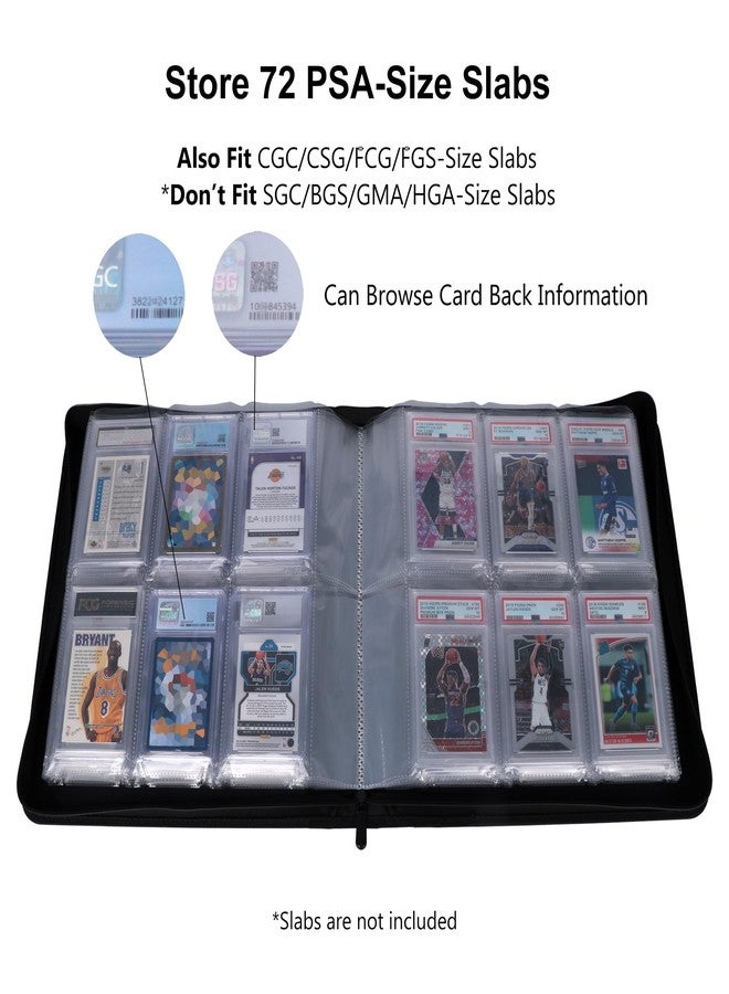 Rieton Graded Card Binder - Holds 72 PSA Slabs, 6 Pocket Slab Binder for PSA, CGC, CSG, FCG, FGS Slabs, Black, PSAbinder672W - Image 2